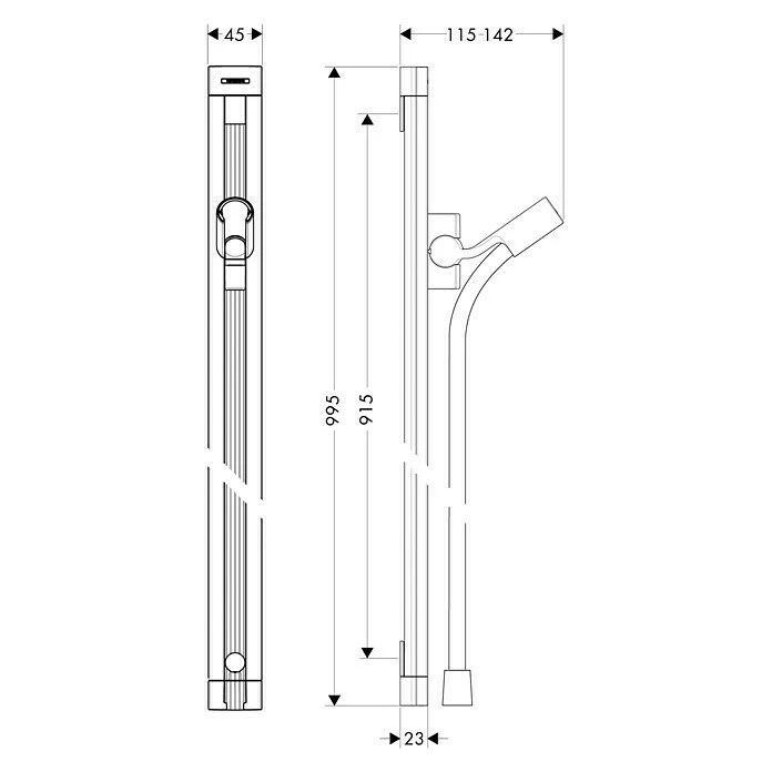 BAUHAUS Hansgrohe Brausestange Unica Raindance Lochabstand: 91,5 Cm, Chrom, Glänzend 4 BAUHAUS Hansgrohe Brausestange Unica Raindance Lochabstand: 91,5 Cm, Chrom, Glänzend – Bild 2