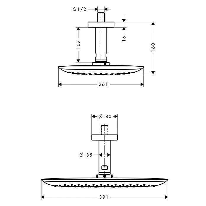 BAUHAUS Hansgrohe Kopfbrausen-Set PuraVida 400 26 X 39 Cm, 21 L/min Bei 3 Bar, Deckenmontage, Chrom 4 BAUHAUS Hansgrohe Kopfbrausen-Set PuraVida 400 26 X 39 Cm, 21 L/min Bei 3 Bar, Deckenmontage, Chrom – Bild 2