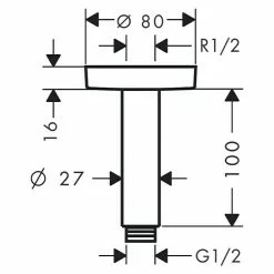 BAUHAUS Hansgrohe Deckenanschluss S Länge: 10 Cm, Chrom 5 BAUHAUS Hansgrohe Deckenanschluss S Länge: 10 Cm, Chrom -Sanitärinstallation Verkaufsladen 12 1242