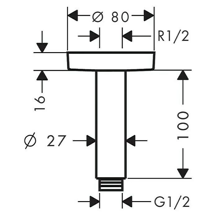 BAUHAUS Hansgrohe Deckenanschluss S Länge: 10 Cm, Chrom 4 BAUHAUS Hansgrohe Deckenanschluss S Länge: 10 Cm, Chrom – Bild 2