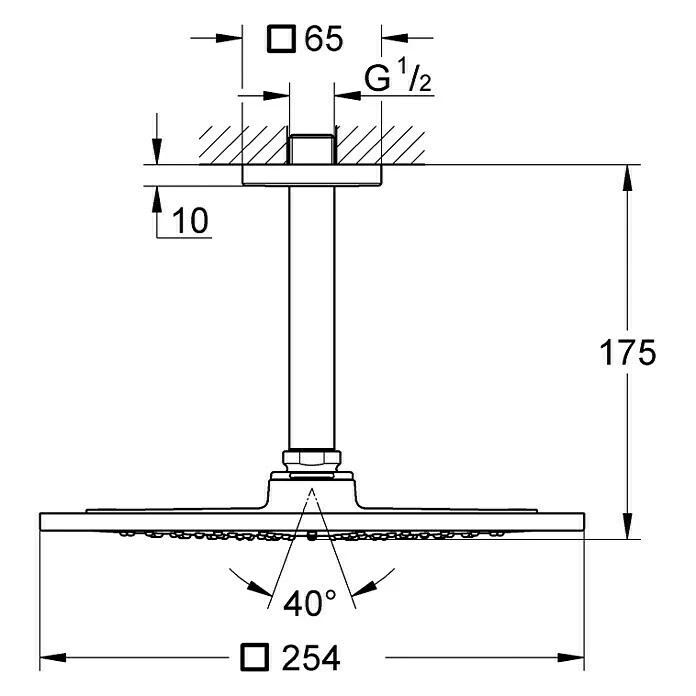 BAUHAUS Grohe Rainshower F-Series 10 Kopfbrausen-Set 25,4 X 25,4 Cm, 9,5 L/min Bei 3 Bar, Deckenmontage, Chrom 4 BAUHAUS Grohe Rainshower F-Series 10 Kopfbrausen-Set 25,4 X 25,4 Cm, 9,5 L/min Bei 3 Bar, Deckenmontage, Chrom – Bild 2