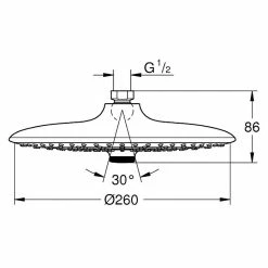 BAUHAUS Grohe Euphoria 260 Kopfbrause Durchmesser: 26 Cm, 17 L/min Bei 3 Bar, Anzahl Funktionen: 3, Chrom -Sanitärinstallation Verkaufsladen 12 1278