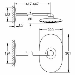 BAUHAUS Grohe Rainshower Duo 360 Kopfbrausen-Set 22 X 36,1 Cm, 39 L/min Bei 3 Bar, Chrom -Sanitärinstallation Verkaufsladen 12 1295