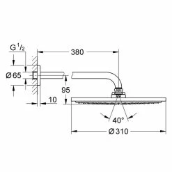 BAUHAUS Grohe Rainshower Cosmopolitan 310 Kopfbrausen-Set Durchmesser: 31 Cm, 9,5 L/min Bei 3 Bar, Wandmontage, Chrom -Sanitärinstallation Verkaufsladen 12 1297
