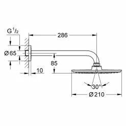 BAUHAUS Grohe Rainshower Cosmopolitan 210 Kopfbrausen-Set Durchmesser: 21 Cm, 9,5 L/min Bei 3 Bar, Wandmontage, Chrom -Sanitärinstallation Verkaufsladen 12 1314