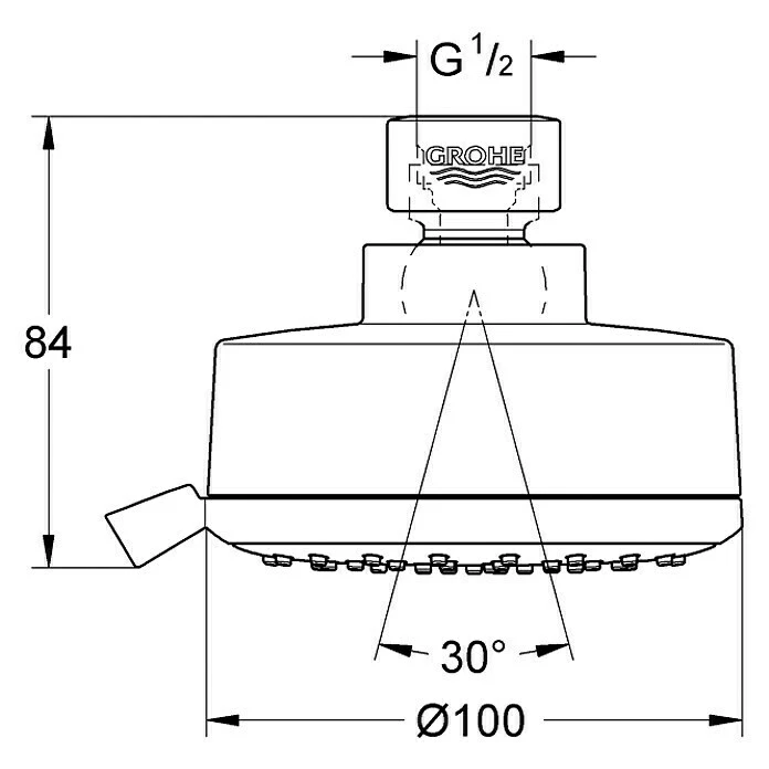 BAUHAUS Grohe Tempesta Cosmopolitan 100 Kopfbrause Durchmesser: 10 Cm, 9,5 L/min Bei 3 Bar, Chrom 4 BAUHAUS Grohe Tempesta Cosmopolitan 100 Kopfbrause Durchmesser: 10 Cm, 9,5 L/min Bei 3 Bar, Chrom – Bild 2
