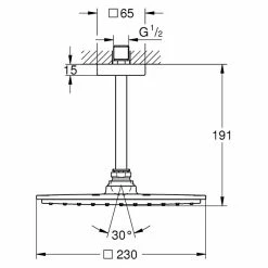 BAUHAUS Grohe Rainshower Allure 230 Kopfbrausen-Set 23 X 23 Cm, 9,5 L/min Bei 3 Bar, Deckenmontage, Chrom -Sanitärinstallation Verkaufsladen 12 1320