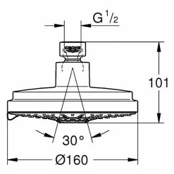 BAUHAUS Grohe Kopfbrause Rainshower Cosmopolitan 160 Durchmesser: 16 Cm, Anzahl Funktionen: 4, Chrom -Sanitärinstallation Verkaufsladen 12 1337