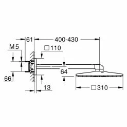 BAUHAUS Grohe Rainshower SmartActive Kopfbrausen-Set 310 Cube 31 X 31 Cm, 25 L/min Bei 3 Bar, Wandmontage, Moonwhite/Chrom -Sanitärinstallation Verkaufsladen 12 1345
