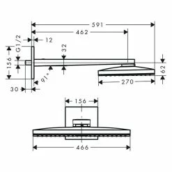 BAUHAUS Hansgrohe Kopfbrausen-Set Rainmaker Select 460 27 X 46,6 Cm, 19 L/min Bei 3 Bar, Chrom -Sanitärinstallation Verkaufsladen 12 1352