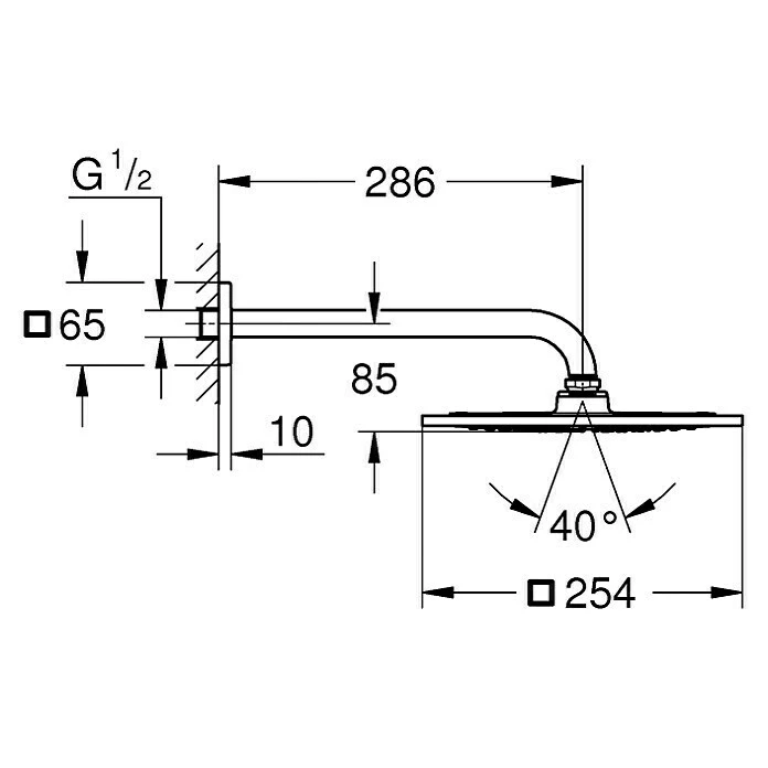 BAUHAUS Grohe Rainshower F-Series 10 Kopfbrausen-Set Durchmesser: 21 Cm, 19 L/min Bei 3 Bar, Chrom 4 BAUHAUS Grohe Rainshower F-Series 10 Kopfbrausen-Set Durchmesser: 21 Cm, 19 L/min Bei 3 Bar, Chrom – Bild 2