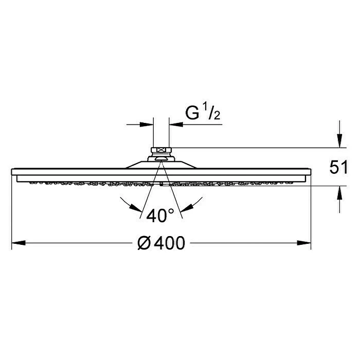 BAUHAUS Grohe Rainshower Cosmopolitan 400 Kopfbrause Durchmesser: 40 Cm, 15 L/min Bei 3 Bar, Anzahl Funktionen: 1, Chrom 4 BAUHAUS Grohe Rainshower Cosmopolitan 400 Kopfbrause Durchmesser: 40 Cm, 15 L/min Bei 3 Bar, Anzahl Funktionen: 1, Chrom – Bild 2