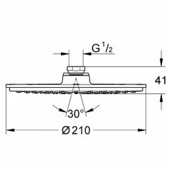 BAUHAUS Grohe Rainshower Cosmopolitan 210 Kopfbrause Durchmesser: 21 Cm, 18 L/min Bei 3 Bar, Anzahl Funktionen: 1, Moonwhite/Chrom -Sanitärinstallation Verkaufsladen 12 1388