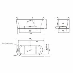BAUHAUS Ottofond Badewanne Siesta Corner Linksseitig, 178 X 78 Cm, Sanitäracryl, Schwarz/Weiß -Sanitärinstallation Verkaufsladen 12 1404