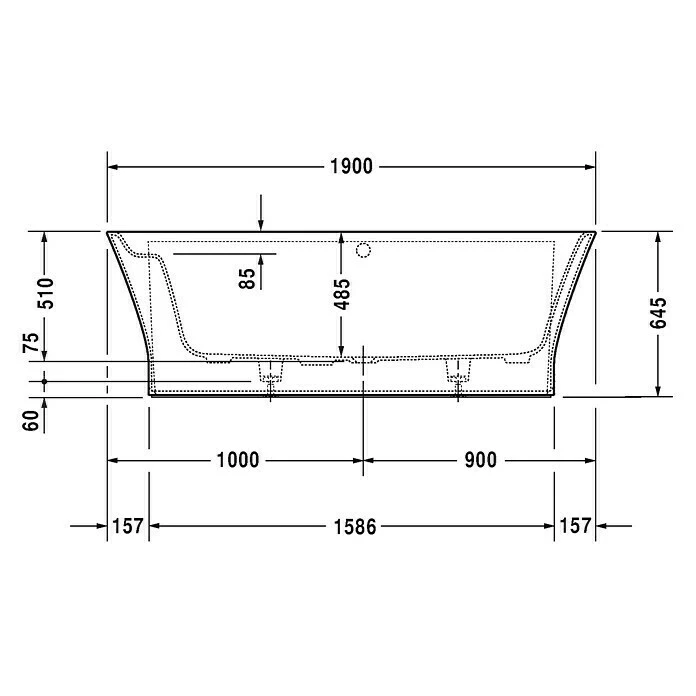 BAUHAUS Duravit Cape Cod Badewanne 190 X 90 Cm, Vorwand, Mineralguss, Weiß 5 BAUHAUS Duravit Cape Cod Badewanne 190 X 90 Cm, Vorwand, Mineralguss, Weiß – Bild 3