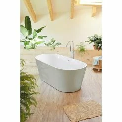 BAUHAUS Camargue Freistehende Badewanne Torino L X B: 170 X 80 Cm, 268 L, Sanitäracryl, Kieselgrau/Weiß