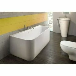 BAUHAUS Ottofond Badewanne Debby 155 X 75 Cm, Rechtsseitig, Mit Ab- & Überlaufgarnitur & Wannenrandarmatur, Sanitäracryl, Weiß