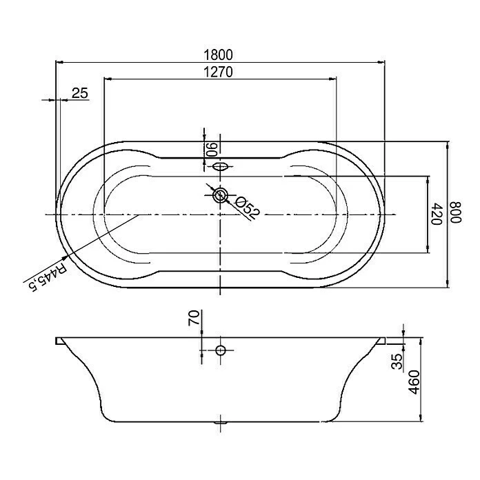 BAUHAUS Ottofond Badewanne Sonora 180 X 80 Cm, Sanitäracryl, Weiß 5 BAUHAUS Ottofond Badewanne Sonora 180 X 80 Cm, Sanitäracryl, Weiß – Bild 3