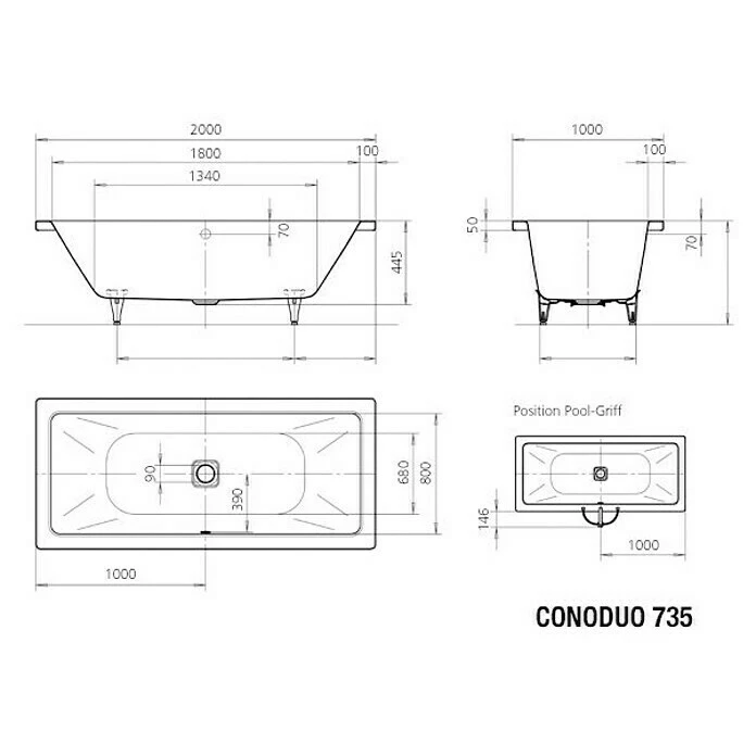 BAUHAUS Kaldewei Badewanne Conoduo 735 200 X 100 Cm, Stahl-Email, Alpinweiß 4 BAUHAUS Kaldewei Badewanne Conoduo 735 200 X 100 Cm, Stahl-Email, Alpinweiß – Bild 2