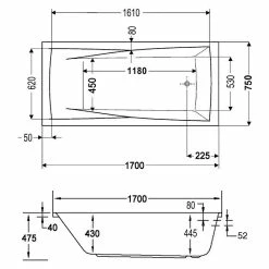 BAUHAUS Ottofond Badewanne Santos 170 X 75 Cm, Sanitäracryl, Weiß -Sanitärinstallation Verkaufsladen 12 1774