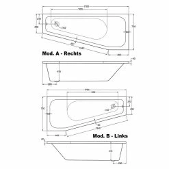 BAUHAUS Ottofond Badewanne Durban Linksseitig, 170 X 75/40 X 41,5 Cm, Sanitäracryl, Weiß -Sanitärinstallation Verkaufsladen 12 1788