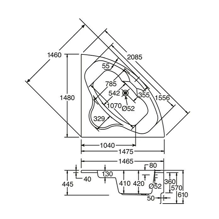 BAUHAUS Ottofond Eckbadewanne Odessa 147,5 X 147,5 Cm, Sanitäracryl, Weiß 5 BAUHAUS Ottofond Eckbadewanne Odessa 147,5 X 147,5 Cm, Sanitäracryl, Weiß – Bild 3