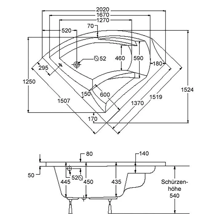 BAUHAUS Ottofond Eckbadewanne Santorin Linksseitig, 150 X 150 Cm, Sanitäracryl, Weiß 5 BAUHAUS Ottofond Eckbadewanne Santorin Linksseitig, 150 X 150 Cm, Sanitäracryl, Weiß – Bild 3