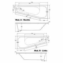 BAUHAUS Ottofond Badewanne Durban Rechtsseitig, 170 X 75/40 X 41,5 Cm, Sanitäracryl, Weiß -Sanitärinstallation Verkaufsladen 12 1942