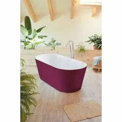BAUHAUS Camargue Freistehende Badewanne Torino L X B: 170 X 80 Cm, 268 L, Sanitäracryl, Bordeaux/Weiß