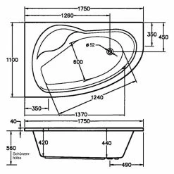 BAUHAUS Ottofond Eckbadewanne Mauritius B Linksseitig, 175 X 110 Cm, Sanitäracryl, Weiß -Sanitärinstallation Verkaufsladen 12 1982