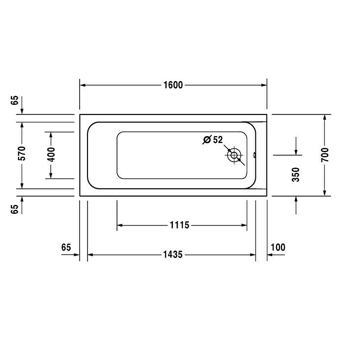 BAUHAUS Duravit D-Code Badewanne 160 X 70 Cm, Ablauf: Fußende, Sanitäracryl, Weiß 5 BAUHAUS Duravit D-Code Badewanne 160 X 70 Cm, Ablauf: Fußende, Sanitäracryl, Weiß – Bild 3
