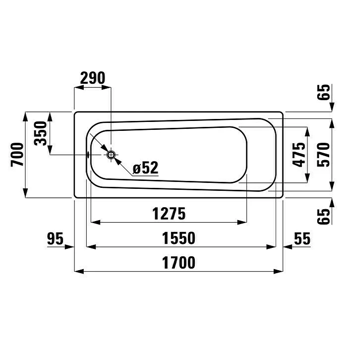 BAUHAUS Sanicomfort Stahl-Badewanne 170 X 70 Cm, Stahl-Email, Weiß 4 BAUHAUS Sanicomfort Stahl-Badewanne 170 X 70 Cm, Stahl-Email, Weiß – Bild 2