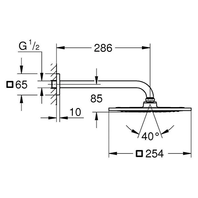BAUHAUS Grohe Rainshower F-Series 10 Kopfbrausen-Set 25,4 X 25,4 Cm, 9,5 L/min Bei 3 Bar, Wandmontage, Chrom 4 BAUHAUS Grohe Rainshower F-Series 10 Kopfbrausen-Set 25,4 X 25,4 Cm, 9,5 L/min Bei 3 Bar, Wandmontage, Chrom – Bild 2