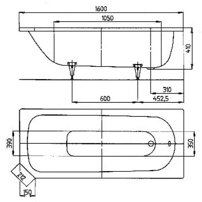 BAUHAUS Kaldewei Badewanne Saniform V1 362-1 160 X 70 Cm, Stahl-Email, Alpinweiß 4 BAUHAUS Kaldewei Badewanne Saniform V1 362-1 160 X 70 Cm, Stahl-Email, Alpinweiß – Bild 2