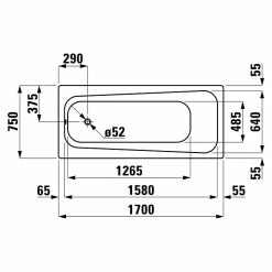 BAUHAUS Sanicomfort Stahl-Badewanne 170 X 75 Cm, Stahl-Email, Weiß -Sanitärinstallation Verkaufsladen 12 2058