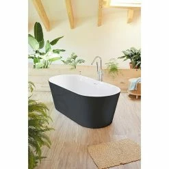 BAUHAUS Camargue Freistehende Badewanne Torino L X B: 170 X 80 Cm, 268 L, Sanitäracryl, Schwarz/Weiß
