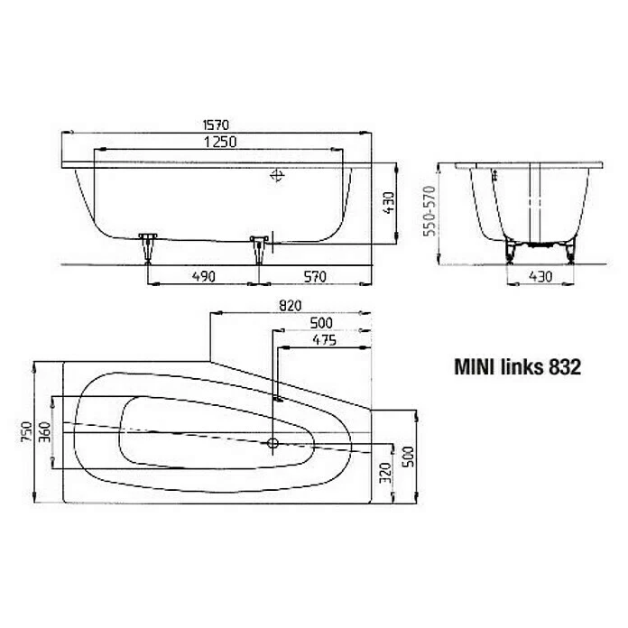 BAUHAUS Kaldewei Badewanne Mini 832 Linksseitig, 157 X 75 Cm, Stahl-Email, Alpinweiß 4 BAUHAUS Kaldewei Badewanne Mini 832 Linksseitig, 157 X 75 Cm, Stahl-Email, Alpinweiß – Bild 2