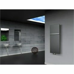 BAUHAUS Designheizkörper Manhattan 2 47 X 120 Cm, Mit 1 Handtuchhalter (15 Mm), 799 W Bei 75/65/20 °C, Moonstone-Grau