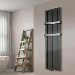 BAUHAUS Designheizkörper Peking 47 X 180 Cm, Mit 2 Handtuchhalter (50 Mm), 1.118 W Bei 75/65/20 °C, Moonstone-Grau -Sanitärinstallation Verkaufsladen 12 2189