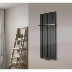 BAUHAUS Designheizkörper Peking 47 X 120 Cm, Mit 1 Handtuchhalter (15 Mm), 799 W Bei 75/65/20 °C, Moonstone-Grau -Sanitärinstallation Verkaufsladen 12 2323