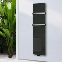 BAUHAUS Designheizkörper Montevideo 47 X 180 Cm, Mit 2 Handtuchhalter (50 Mm), 1.118 W Bei 75/65/20 °C, Grau -Sanitärinstallation Verkaufsladen 12 2402