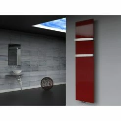 BAUHAUS Designheizkörper Manhattan 3 47 X 180 Cm, Mit 2 Handtuchhalter (50 Mm), 1.118 W Bei 75/65/20 °C, Rot