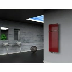 BAUHAUS Designheizkörper Manhattan 2 47 X 120 Cm, Mit 1 Handtuchhalter (15 Mm), 799 W Bei 75/65/20 °C, Rot