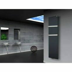 BAUHAUS Designheizkörper Manhattan 3 47 X 180 Cm, Mit 2 Handtuchhalter (50 Mm), 1.118 W Bei 75/65/20 °C, Anthrazit