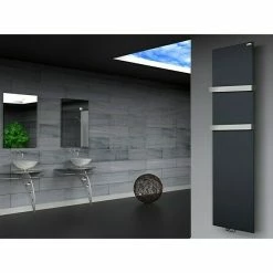 BAUHAUS Designheizkörper Manhattan 3 47 X 180 Cm, Mit 2 Handtuchhalter (50 Mm), 1.118 W Bei 75/65/20 °C, Anthrazit -Sanitärinstallation Verkaufsladen 12 2470