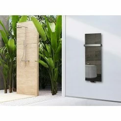 BAUHAUS Designheizkörper Montevideo 47 X 120 Cm, Mit 1 Handtuchhalter (50 Mm), 799 W Bei 75/65/20 °C, Silber