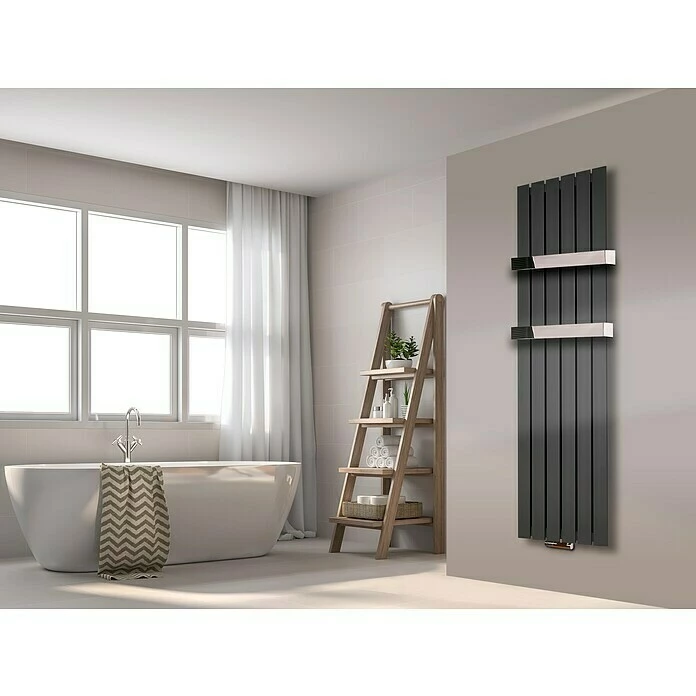 BAUHAUS Designheizkörper Peking 47 X 180 Cm, 2 Handtuchhalter (50 Mm) Glänzend, 1.118 W Bei 75/65/20 °C, Moonstone-Grau 3 BAUHAUS Designheizkörper Peking 47 X 180 Cm, 2 Handtuchhalter (50 Mm) Glänzend, 1.118 W Bei 75/65/20 °C, Moonstone-Grau