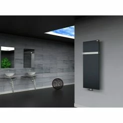 BAUHAUS Designheizkörper Manhattan 2 47 X 120 Cm, Mit 1 Handtuchhalter (50 Mm), 799 W Bei 75/65/20 °C, Anthrazit -Sanitärinstallation Verkaufsladen 12 2601