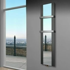 BAUHAUS Designheizkörper Singapur 47 X 180 Cm, Mit 2 Handtuchhalter (50 Mm), 1.118 W Bei 75/65/20 °C, Moonstone-Grau -Sanitärinstallation Verkaufsladen 12 2659