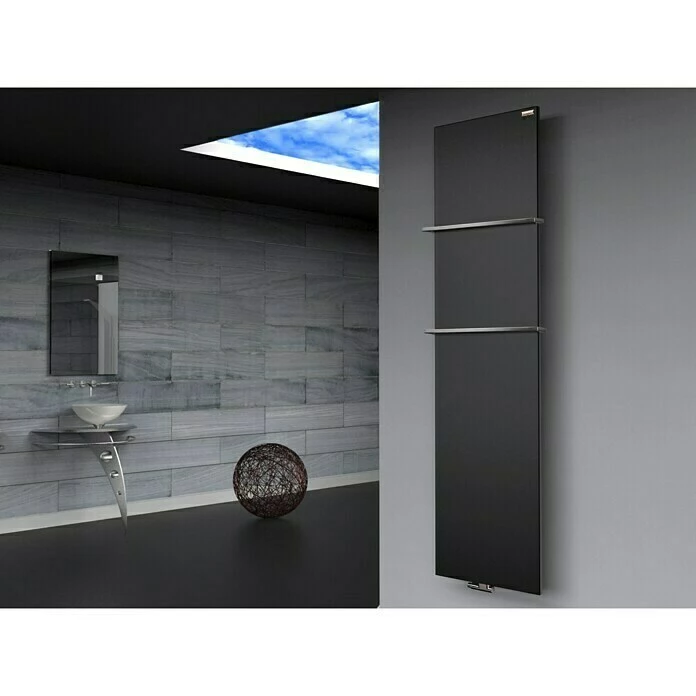 BAUHAUS Designheizkörper Manhattan 3 47 X 180 Cm, Mit 2 Handtuchhalter (15 Mm), 1.118 W Bei 75/65/20 °C, Schwarz 3 BAUHAUS Designheizkörper Manhattan 3 47 X 180 Cm, Mit 2 Handtuchhalter (15 Mm), 1.118 W Bei 75/65/20 °C, Schwarz